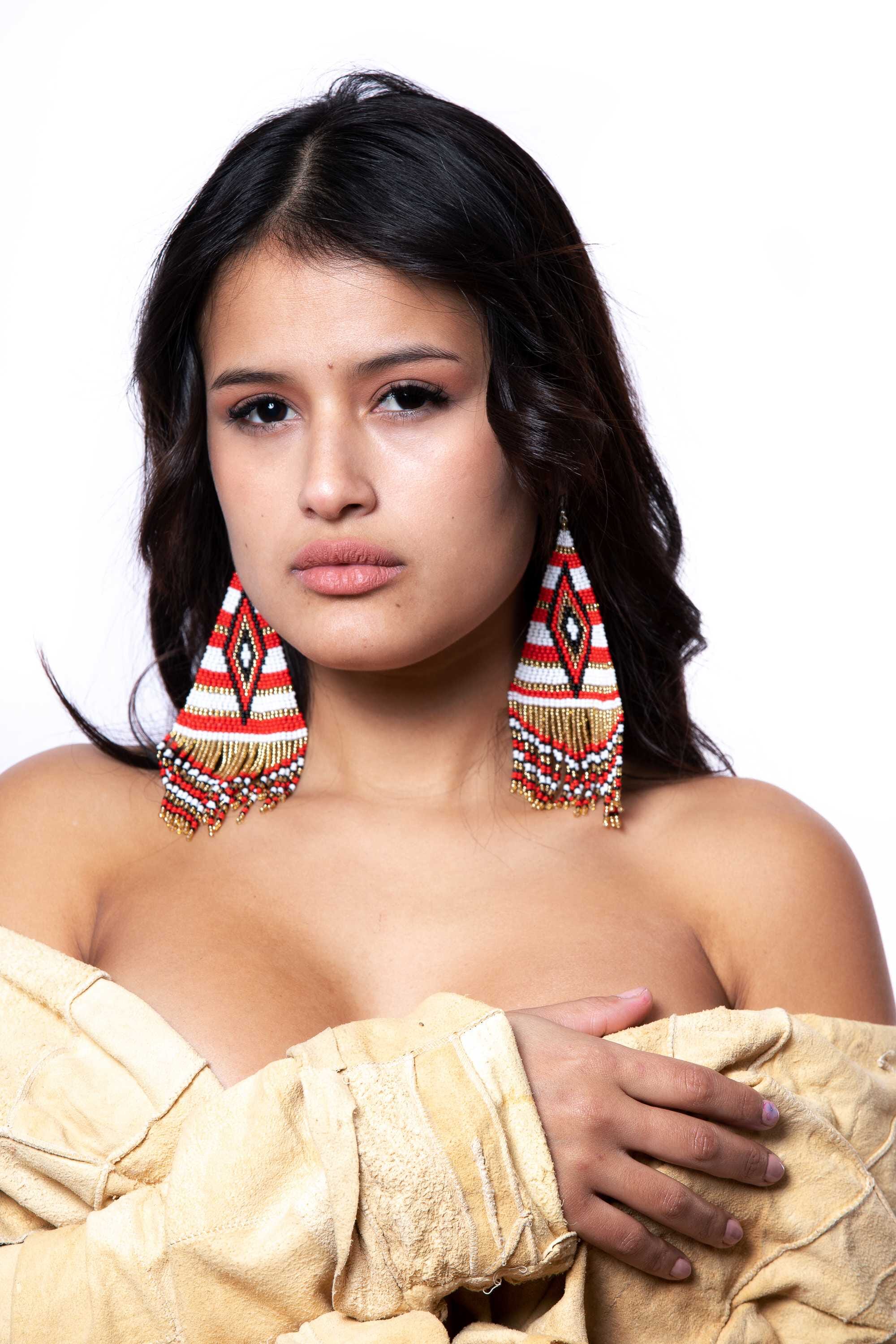 Pendientes grandes en abalorios