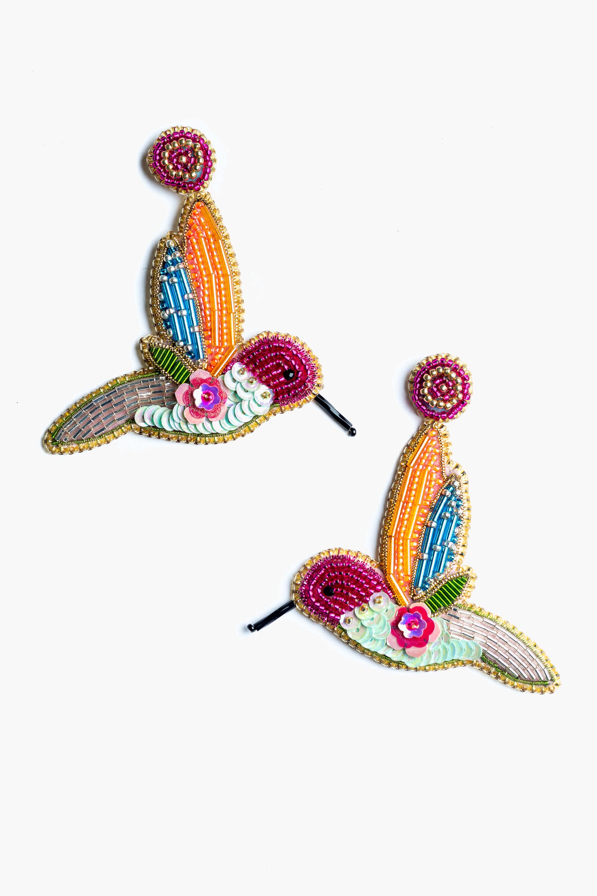 Pendientes en abalorios y lentejuelas