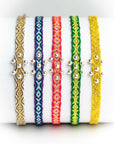 Pulsera hilos con bolitas plata