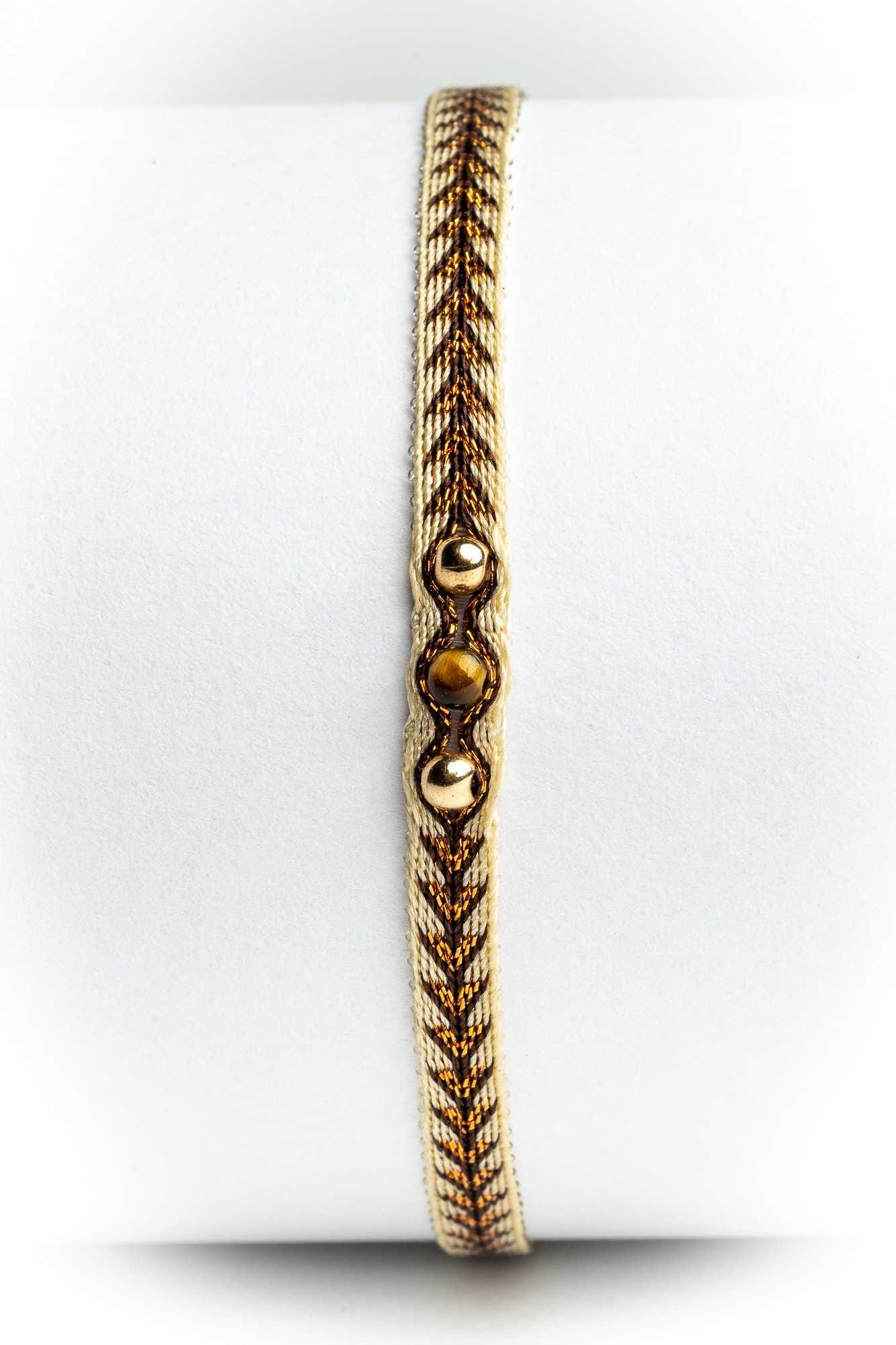 Pulsera hilos con dos bolitas de oro