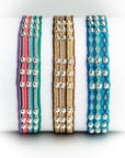 Pulsera hilos con bolitas plata