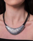 Collar Tuareg de plata de ley 925 y cuero