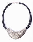 Collar Tuareg de plata de ley 925 y cuero