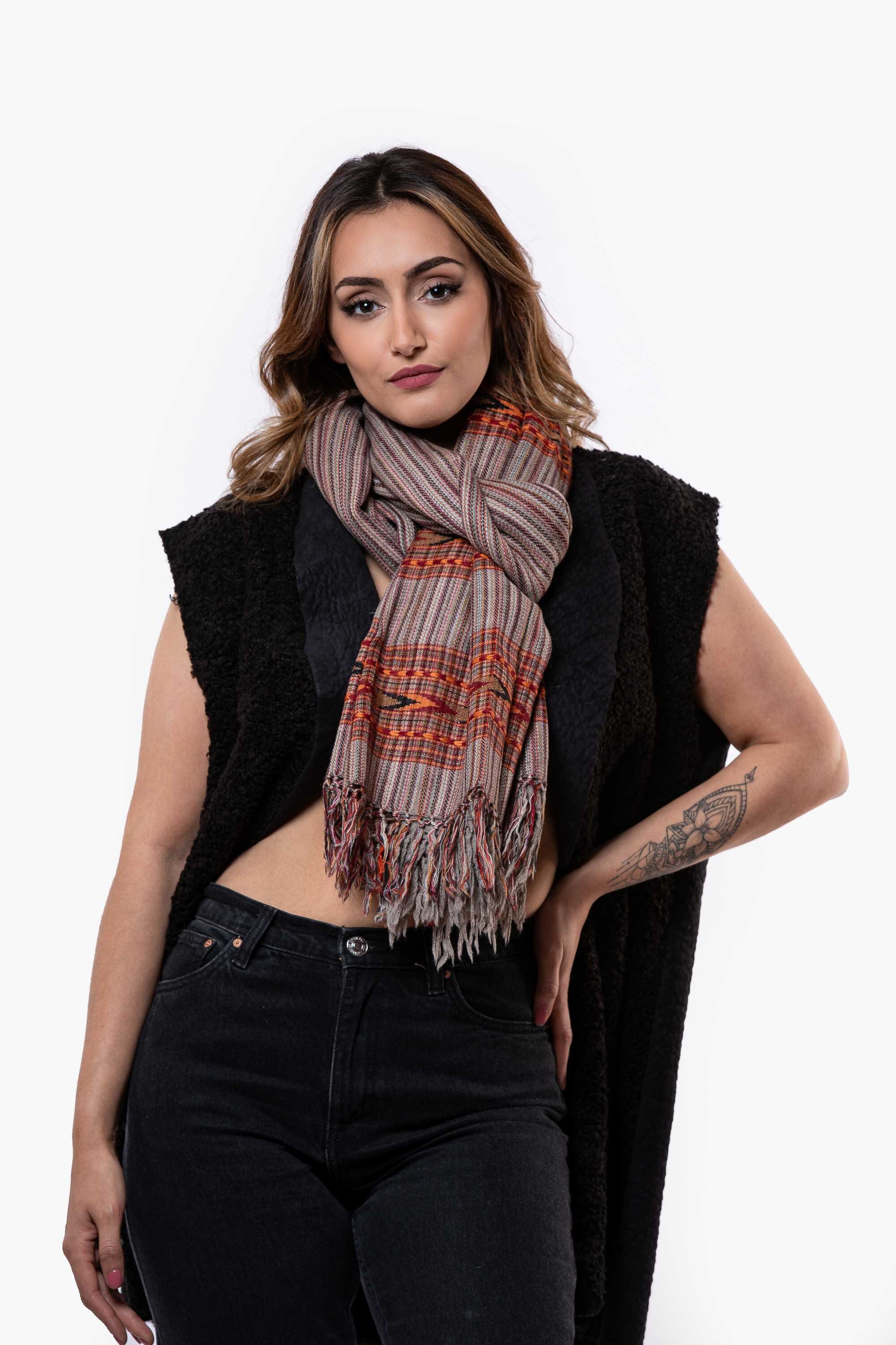 Chal en lana telar manual