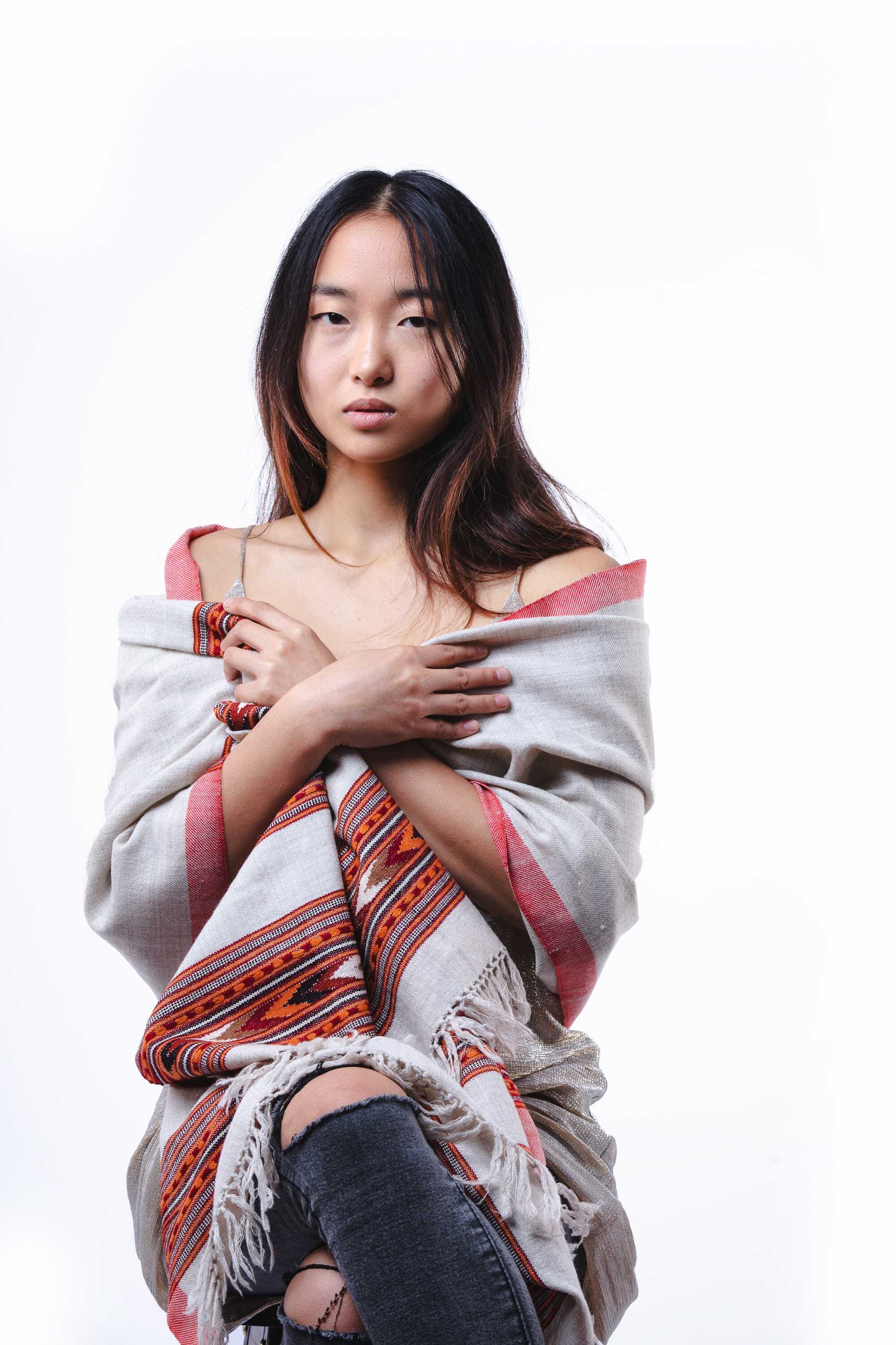 Bufanda en lana telar manual