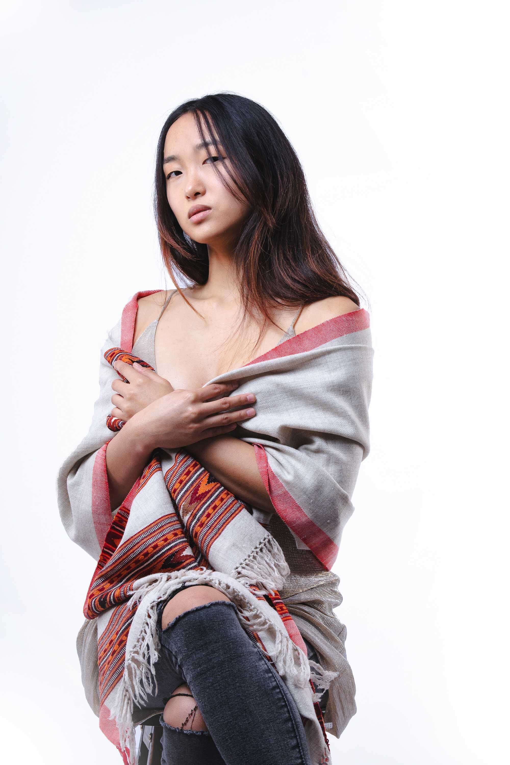 Bufanda en lana telar manual