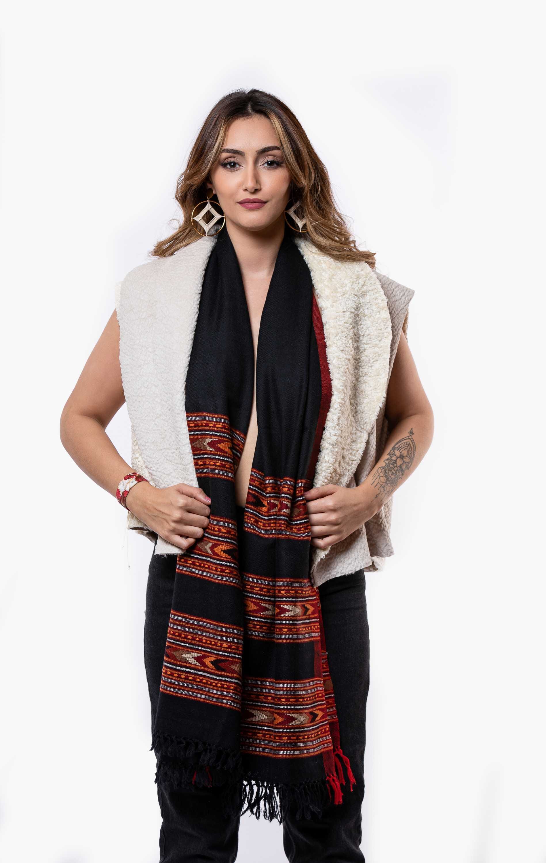 Bufanda en lana telar manual