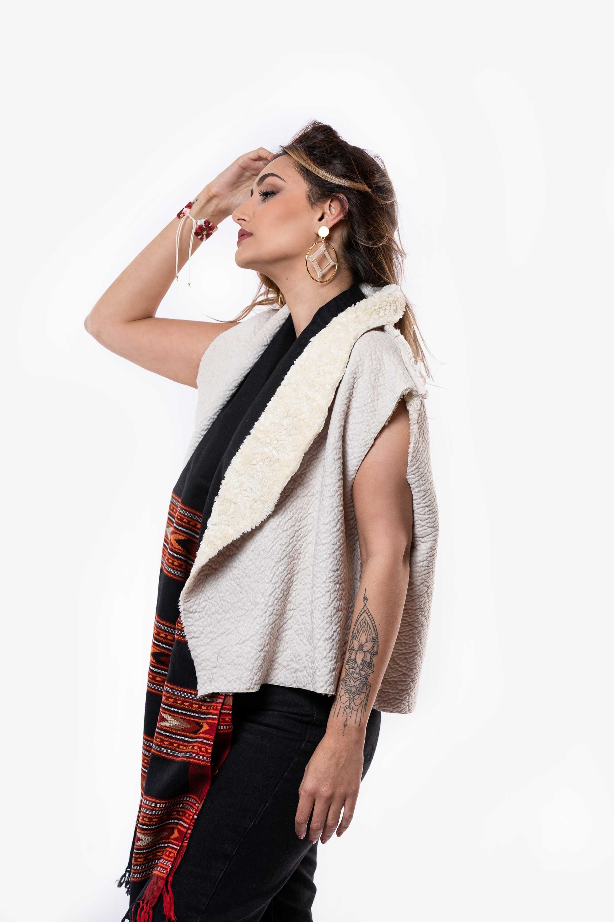 Bufanda en lana telar manual