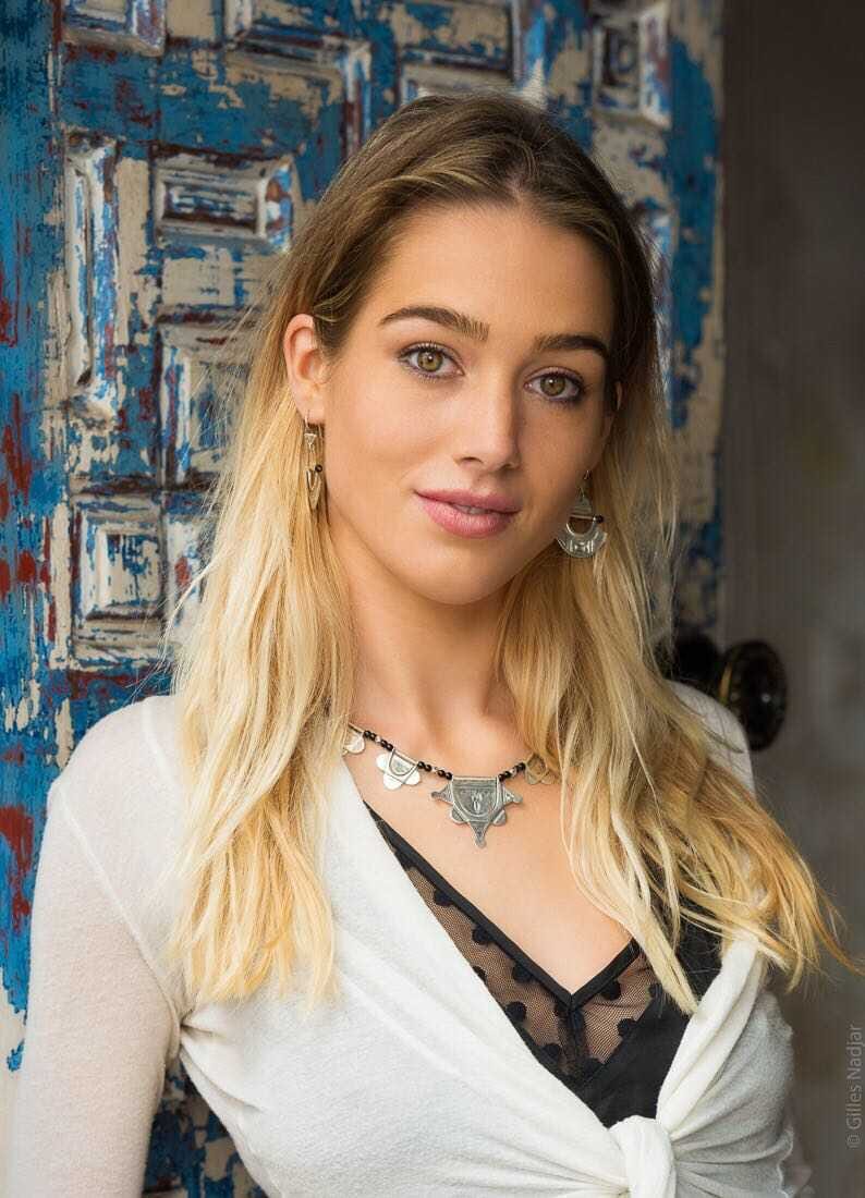 Collar Tuareg de plata de ley 925 y ónix