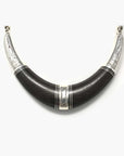 Collar Tuareg de plata de ley 925, ébano y cuero