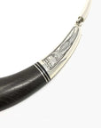 Collar Tuareg de plata de ley 925, ébano y cuero