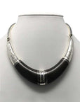 Collar Tuareg de plata de ley 925, ébano y cuero
