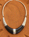Collar Tuareg de plata de ley 925, ébano y cuero