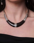 Collar Tuareg de plata de ley 925, ébano y cuero