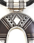 Collar Tuareg de plata de ley 925, ébano y cuero