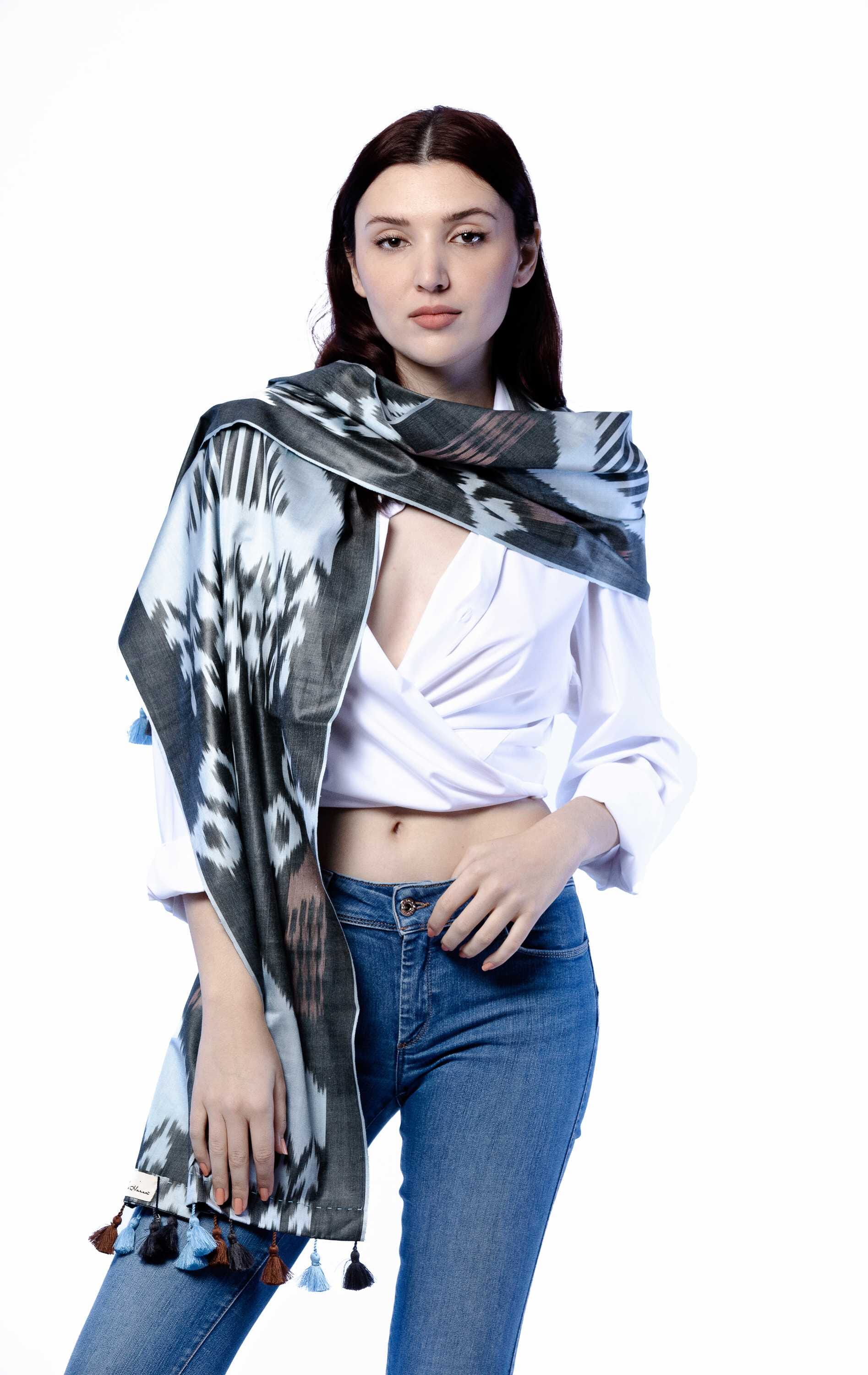 Fular de seda  en telar manual