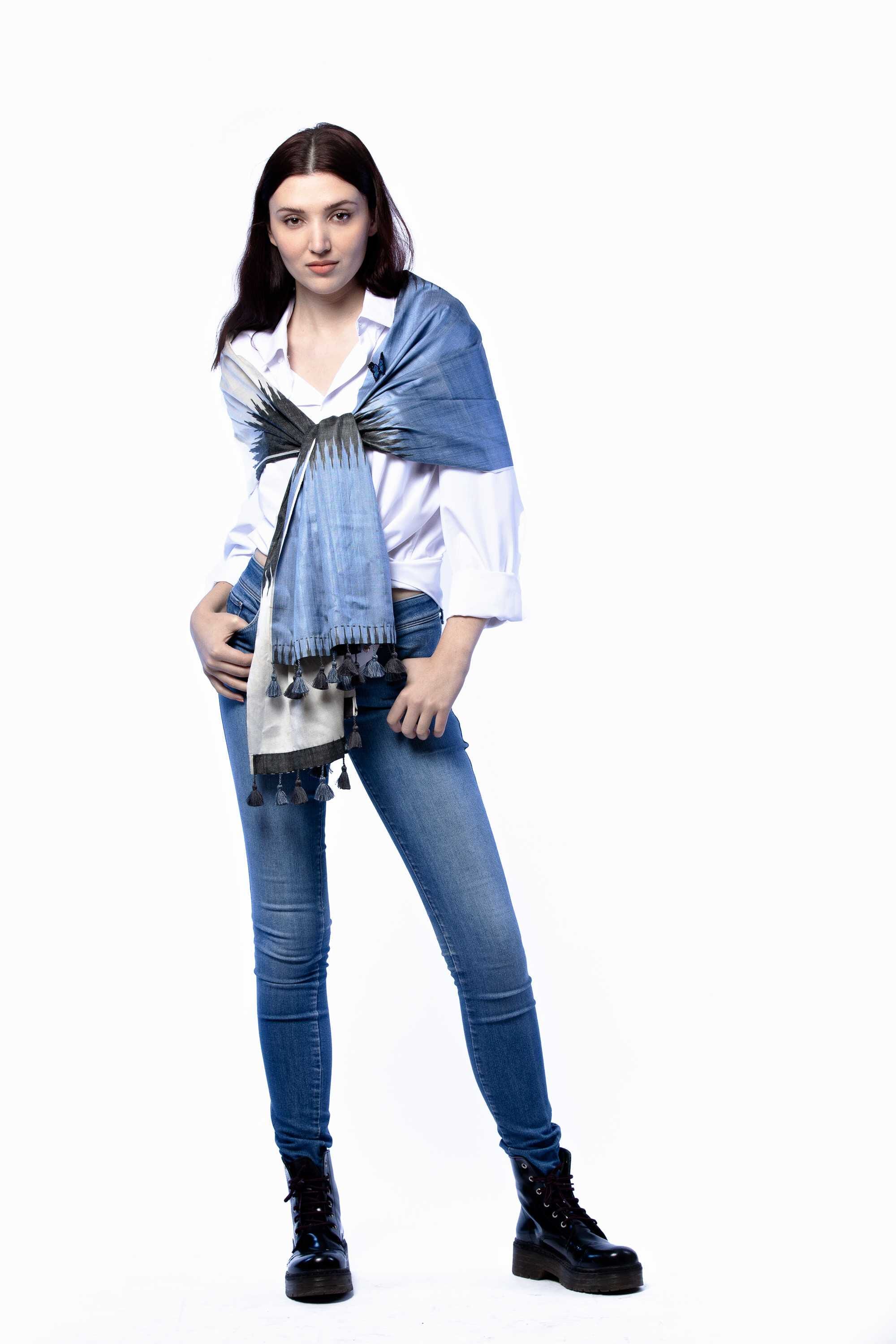 Fular de seda  en telar manual