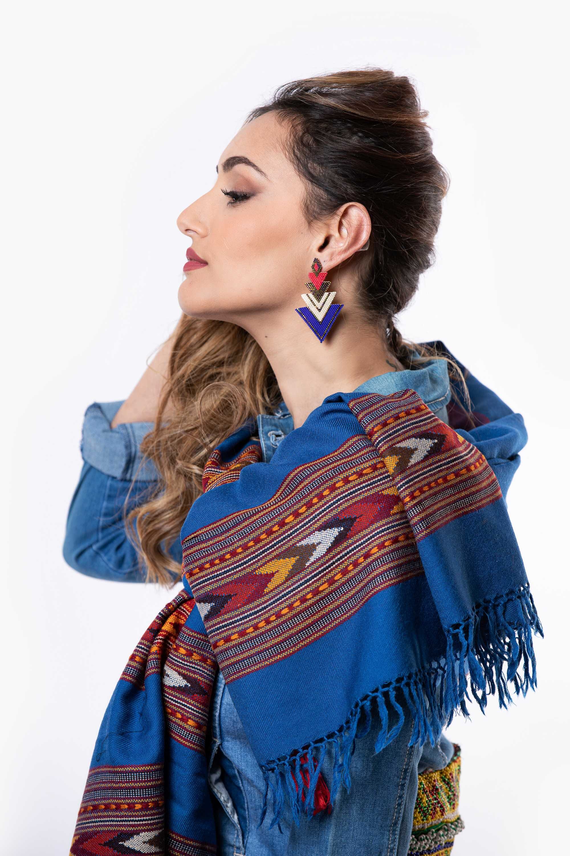 Bufanda en lana telar manual