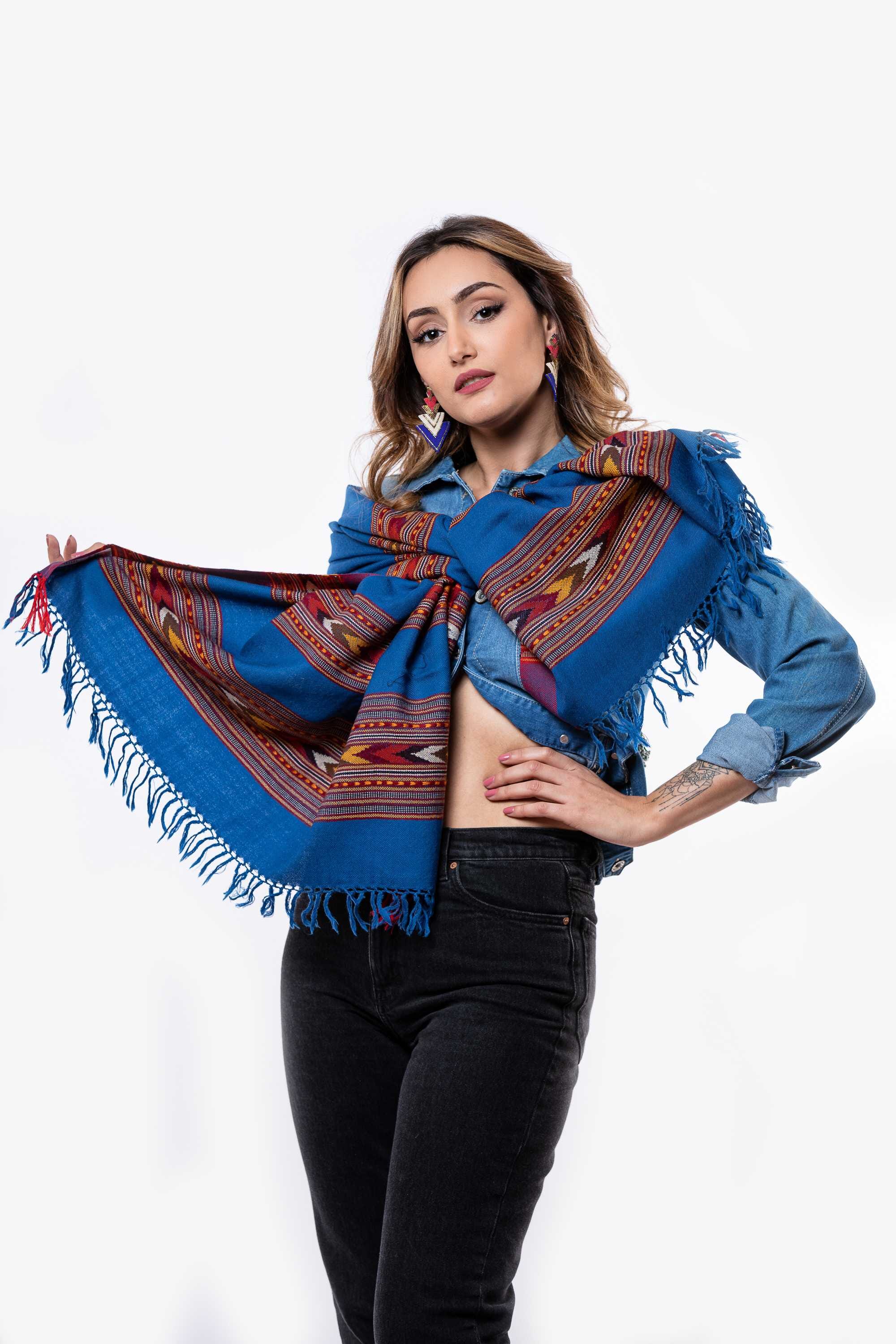 Bufanda en lana telar manual