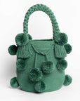 Bolso de hombro con pompones