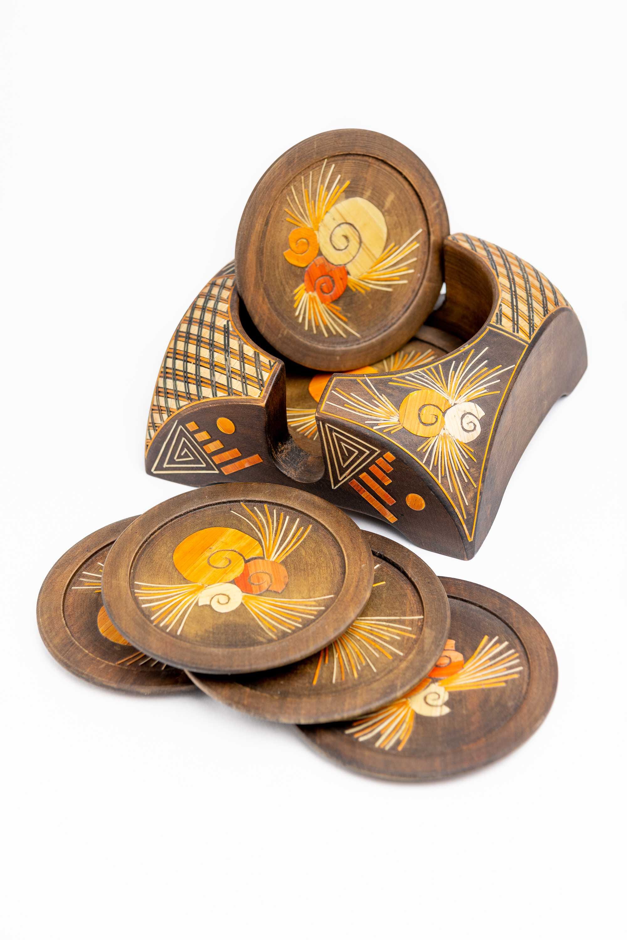 Juego de seis posavasos forrados en trigo