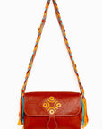Bolso bandolera en cuero con asa Wayuu