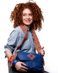 Bolso bandolera en cuero con asa Wayuu