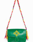 Bolso bandolera en cuero con asa Wayuu