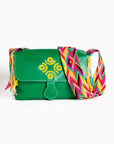 Bolso bandolera en cuero con asa Wayuu