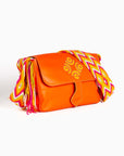Bolso bandolera en cuero con asa Wayuu