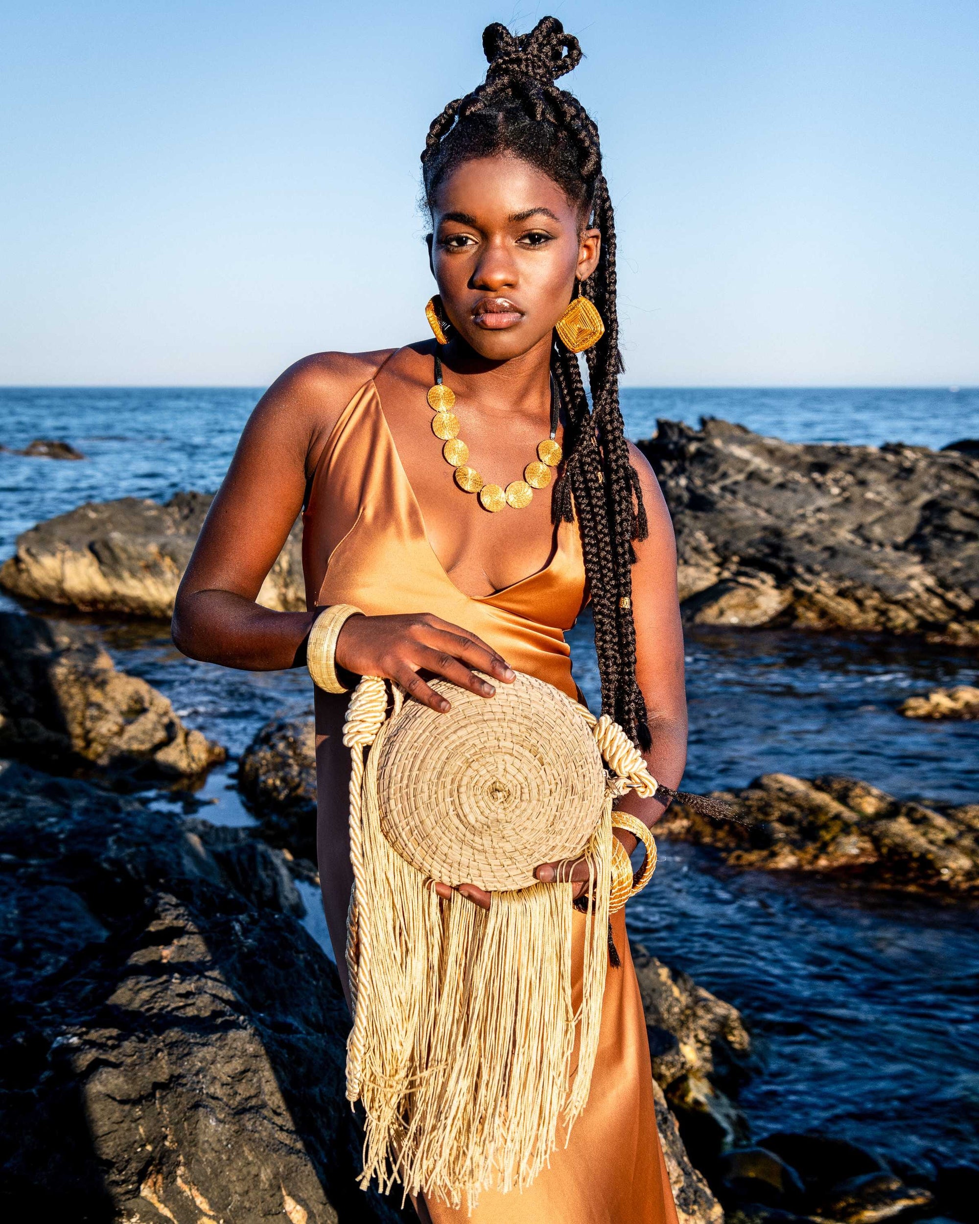 Pendientes en Capim Dorado (Oro vegetal)