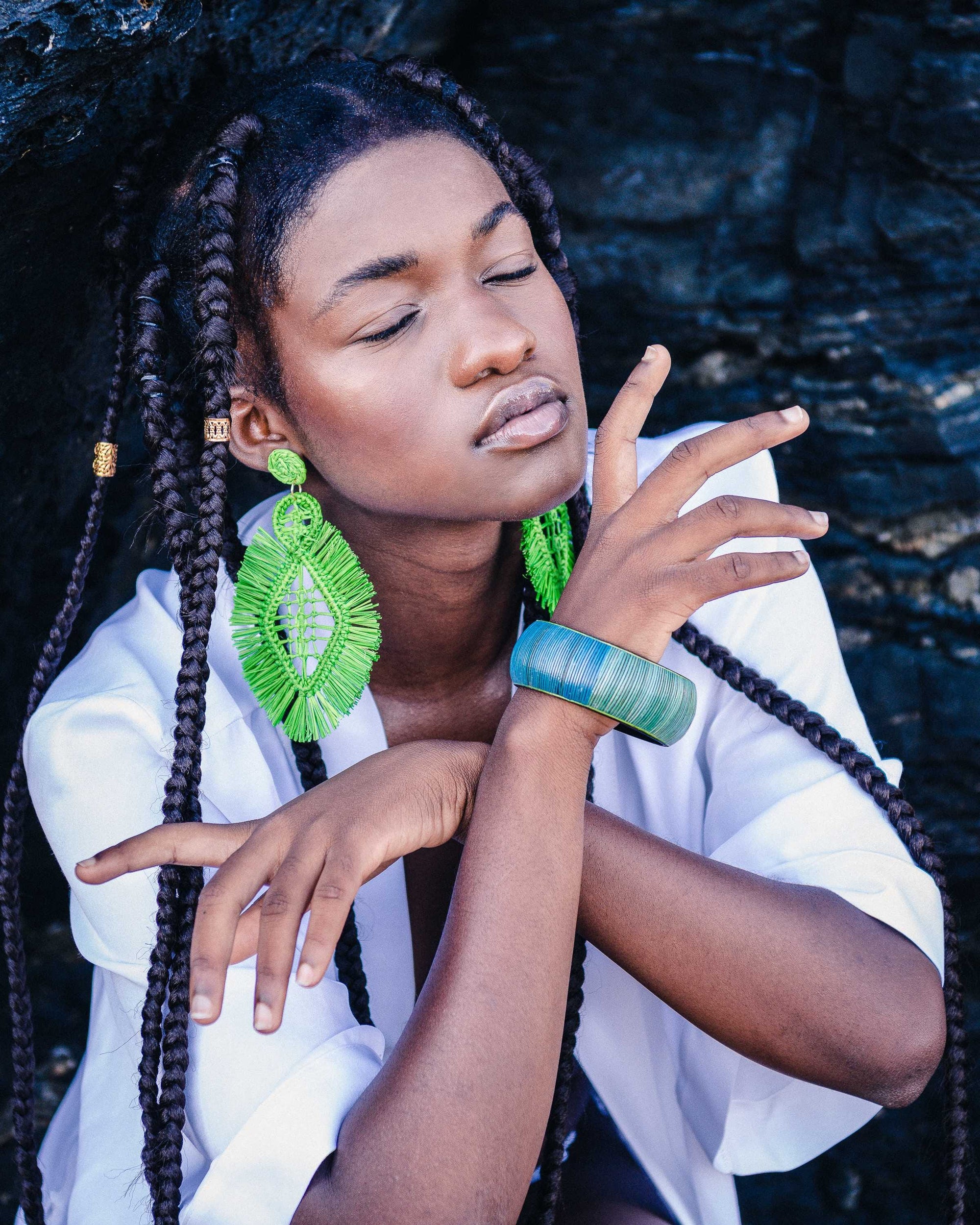 Pendientes en palma vegetal