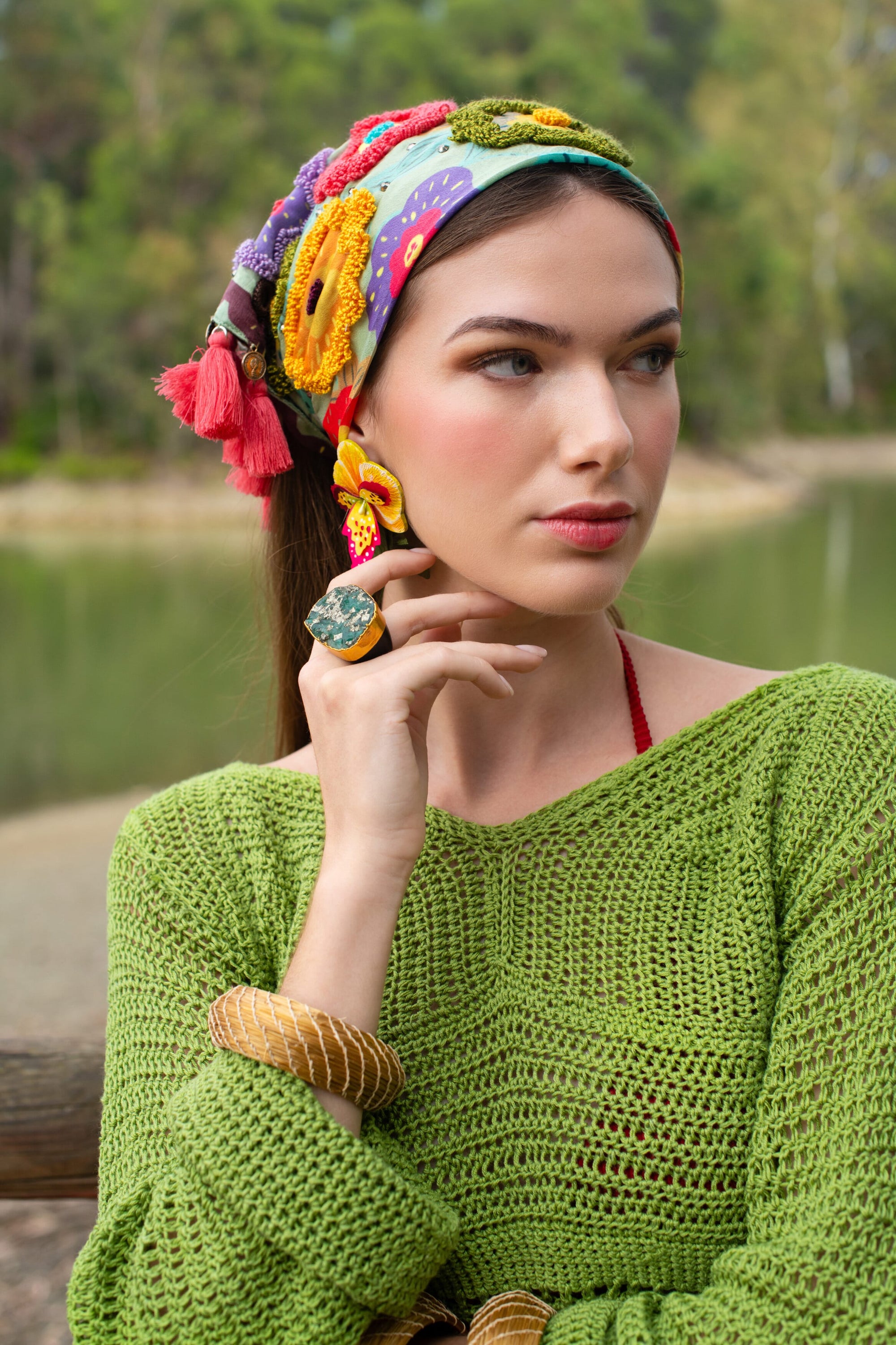 Pendientes en fruto de totumo