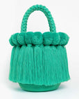 Bolso con pompones y borlas de algodón