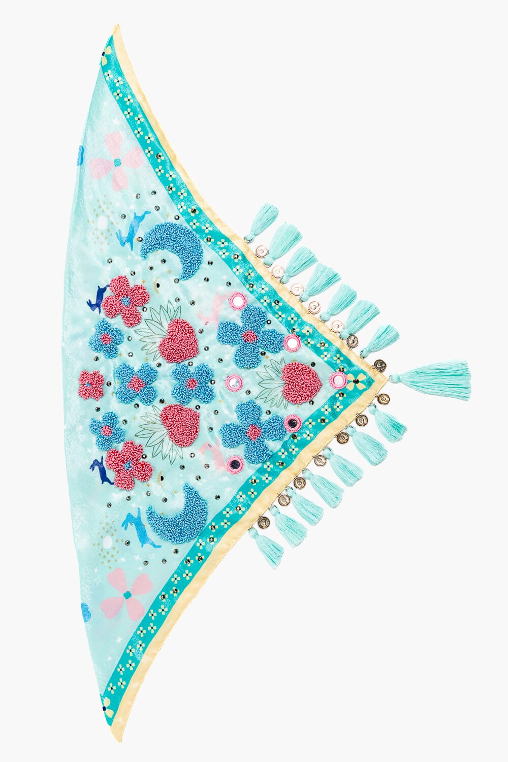 Pañoleta de seda bordada a mano