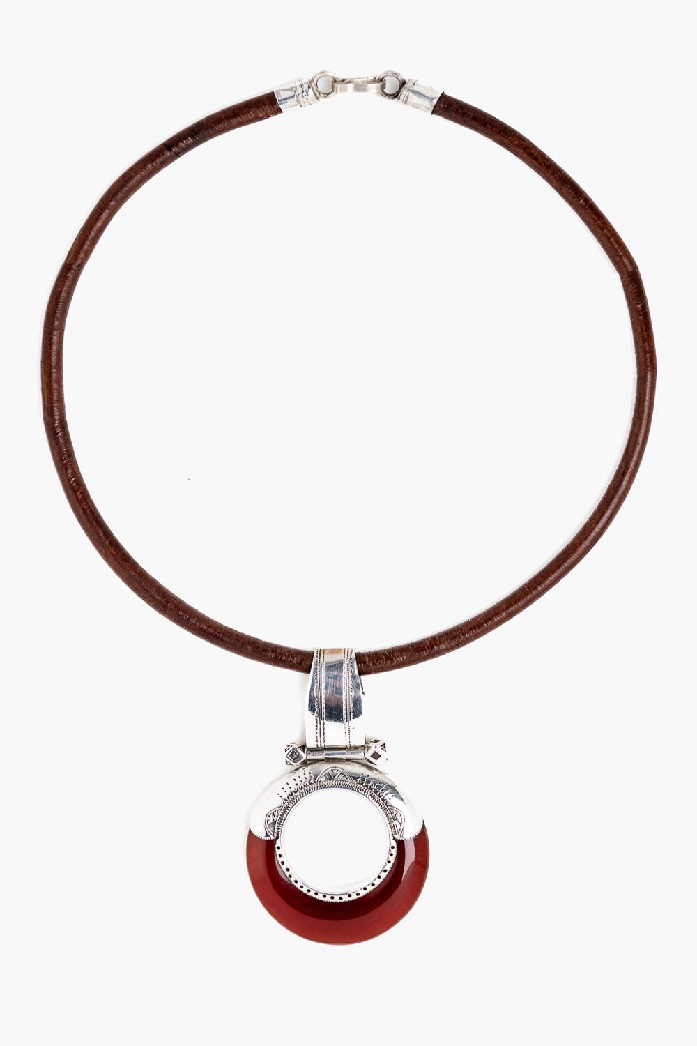 Collar Tuareg de plata de ley 925 y ágata