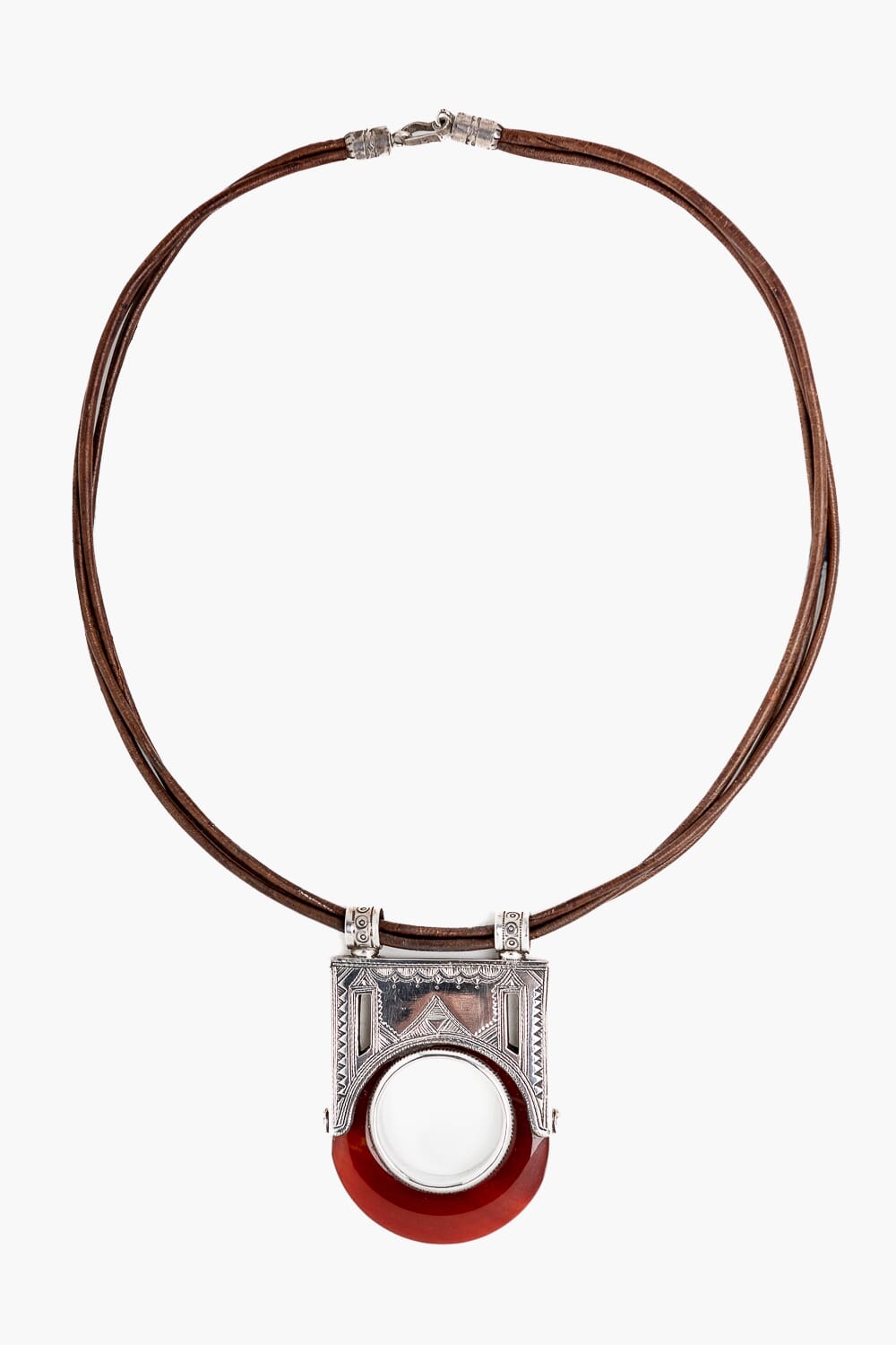 Collar Tuareg de plata de ley 925 y ágata