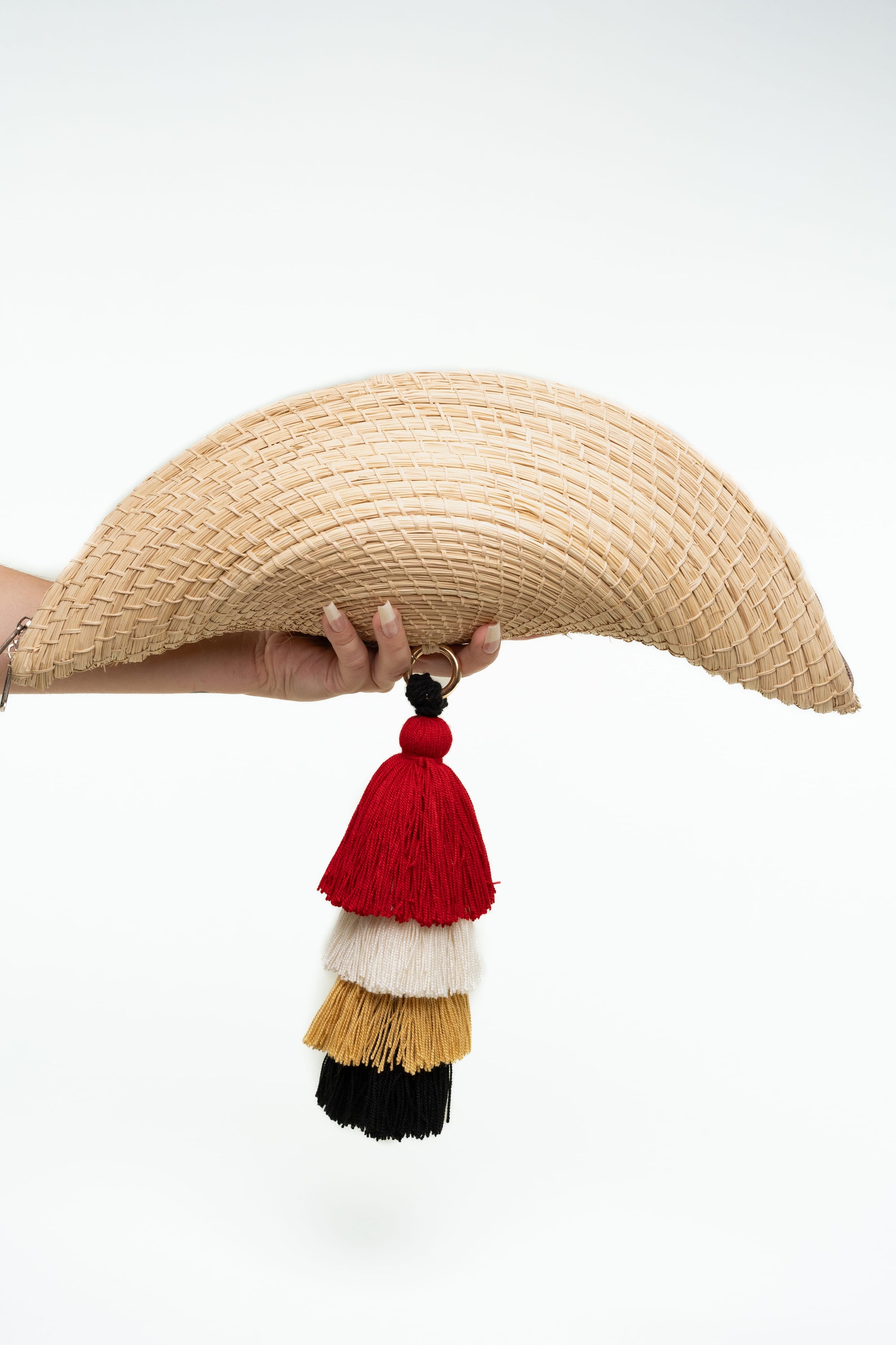 Bolso de mano "Abanico" cuatro borlas en algodón