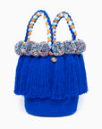 Bolso con pompones y borlas de algodón multicolor