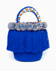 Bolso con pompones y borlas de algodón multicolor