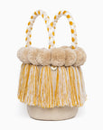 Bolso con pompones y borlas de algodón multicolor