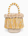 Bolso con pompones y borlas de algodón multicolor
