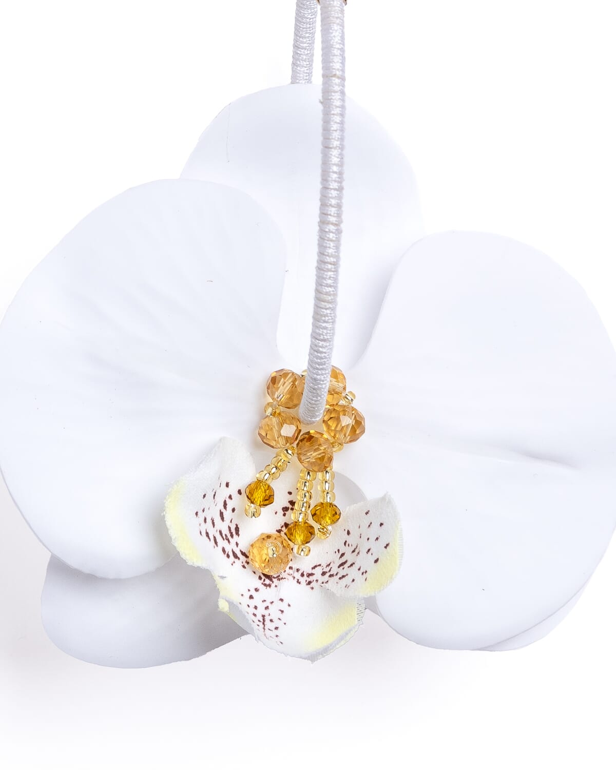 Pendientes orquídeas con cristal y seda