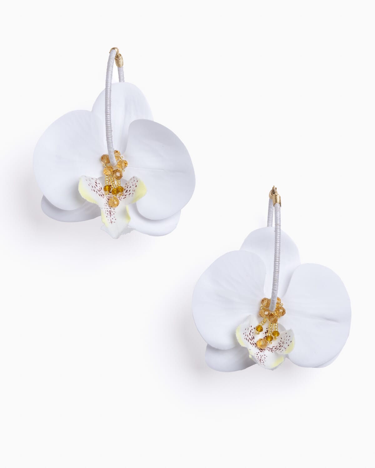 Pendientes orquídeas con cristal y seda