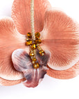 Pendientes orquídeas con cristal y seda