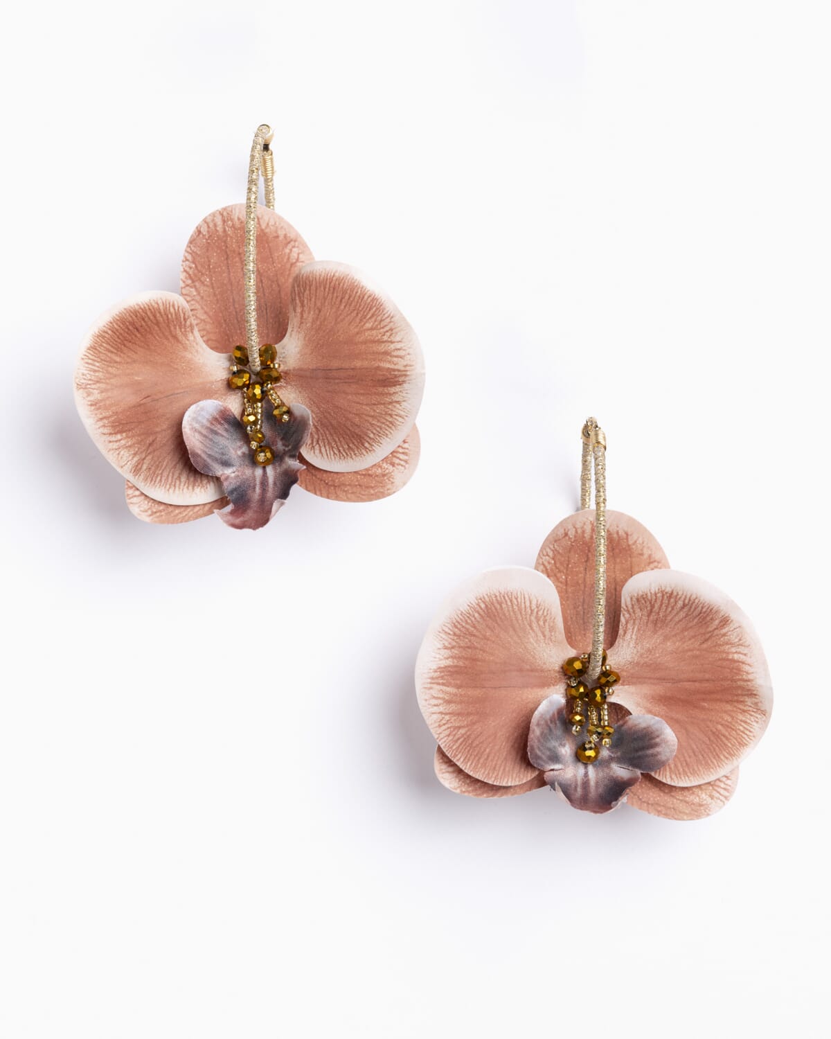Pendientes orquídeas con cristal y seda