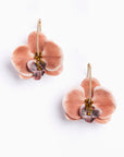 Pendientes orquídeas con cristal y seda