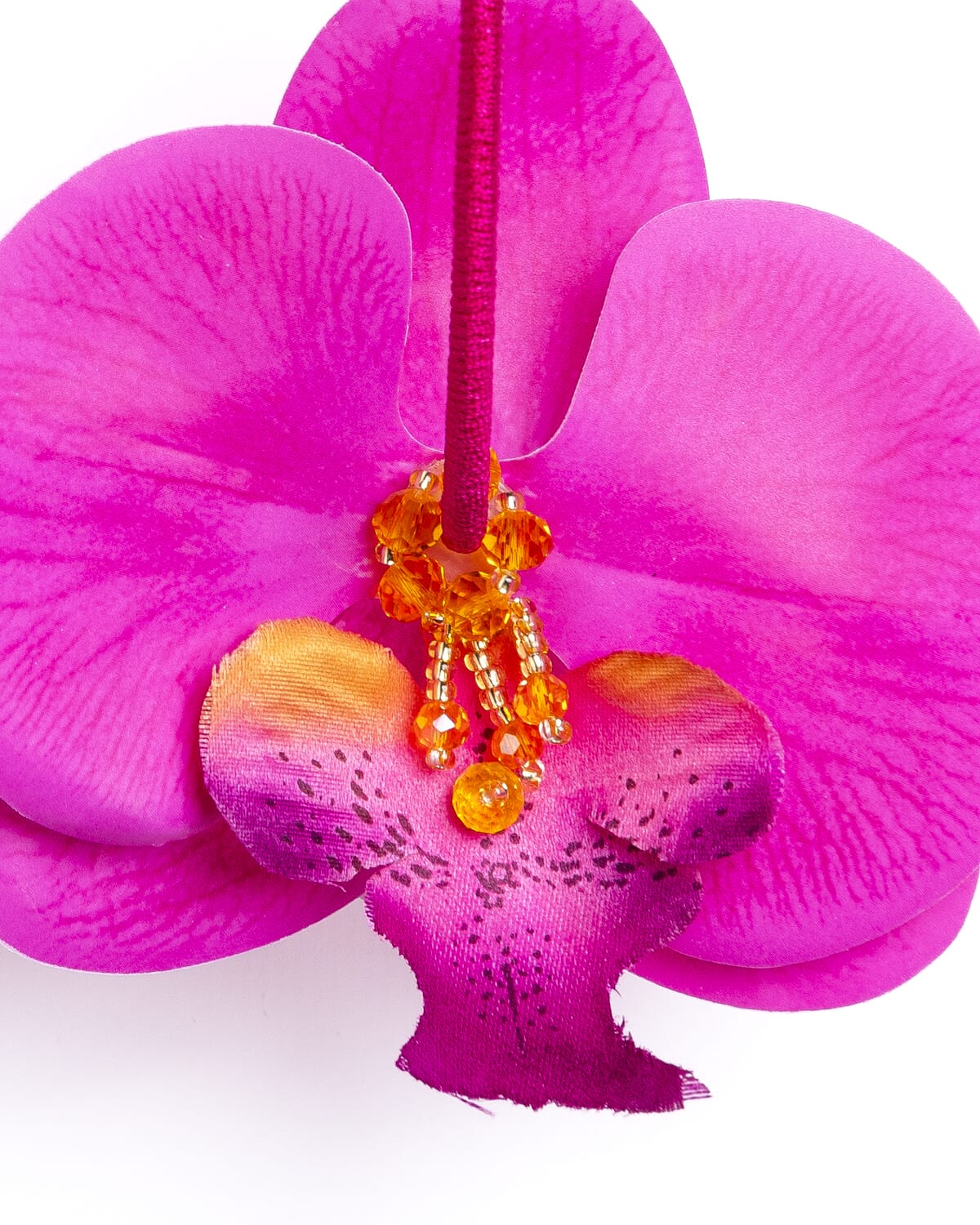 Pendientes orquídeas con cristal y seda