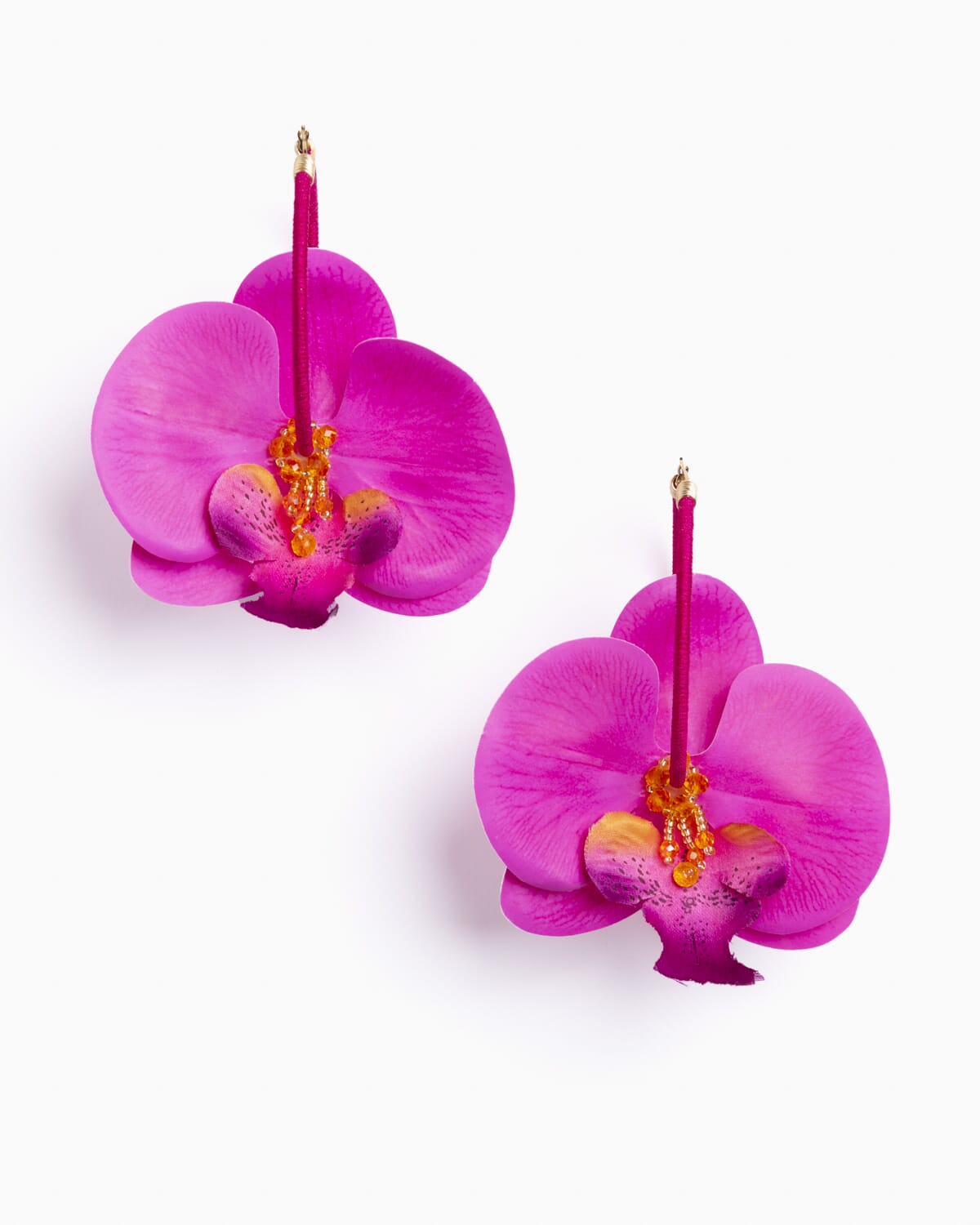 Pendientes orquídeas con cristal y seda
