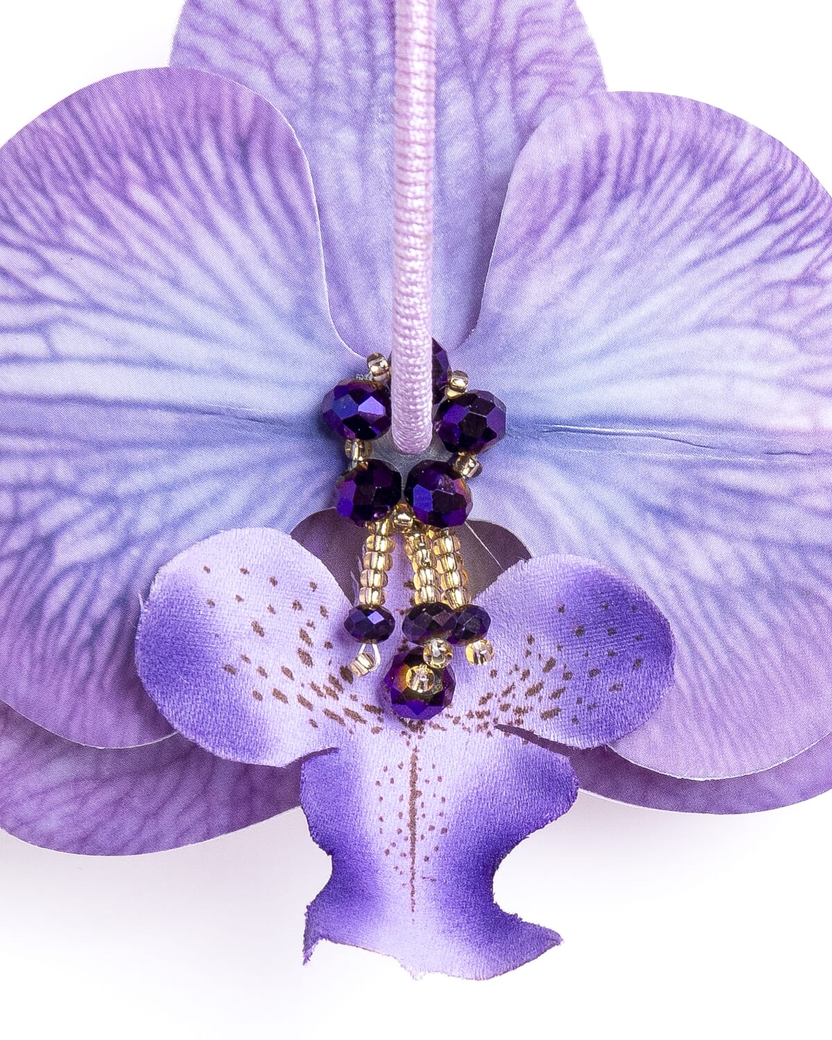 Pendientes orquídeas con cristal y seda